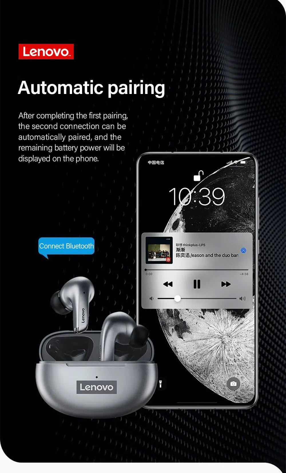 سماعات لينوفو LP5 TWS بلوتوث 9D ستيريو هاي فاي رياضية مقاومة للماء لاسلكية لأجهزة iPhone 13 وسماعات شاومي بلوتوث