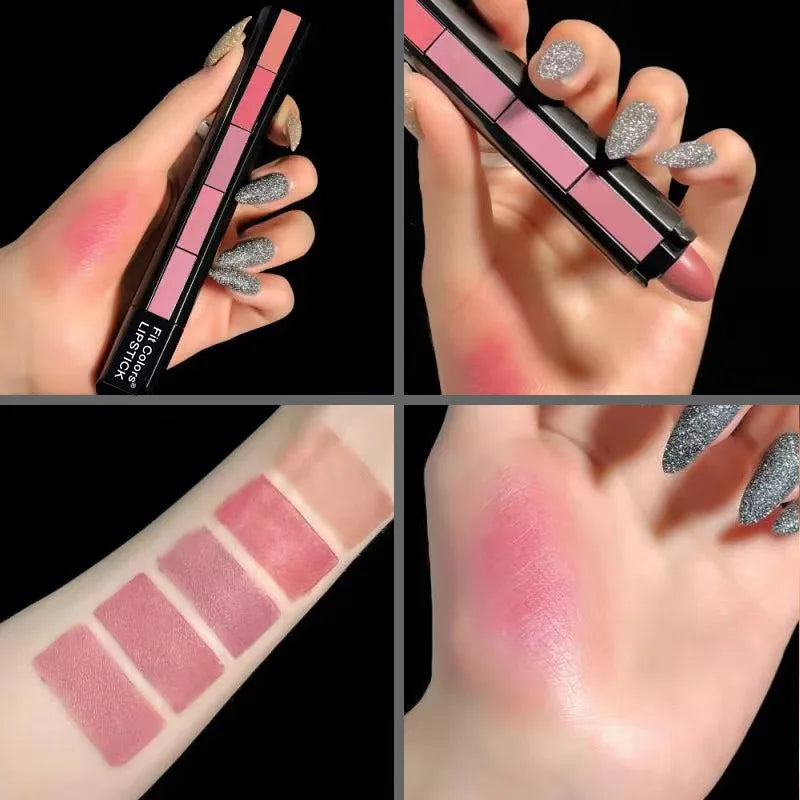أحمر شفاه Fit Colors Matte بخمسة ألوان، مزيج من خمسة أقسام من Velvet Mist مع لون أحمر شفاه غير لاصق في كوب