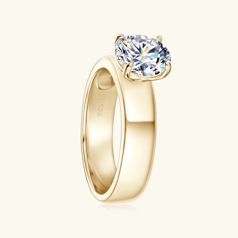 Lnngy 8mm Moissanite Solitaire Ring Certified 925 Sterling Silver Wide Chunky Rings For Women Girls Wedding Party Jewelry Gift