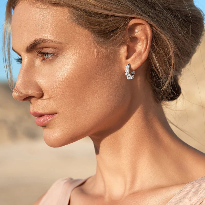 Lnngy 4.8CTTW. Sparkling Round Cut Moissanite Earring For Couples Lovers' Temperament Sparkling Wedding Earrings Jewerly Gift