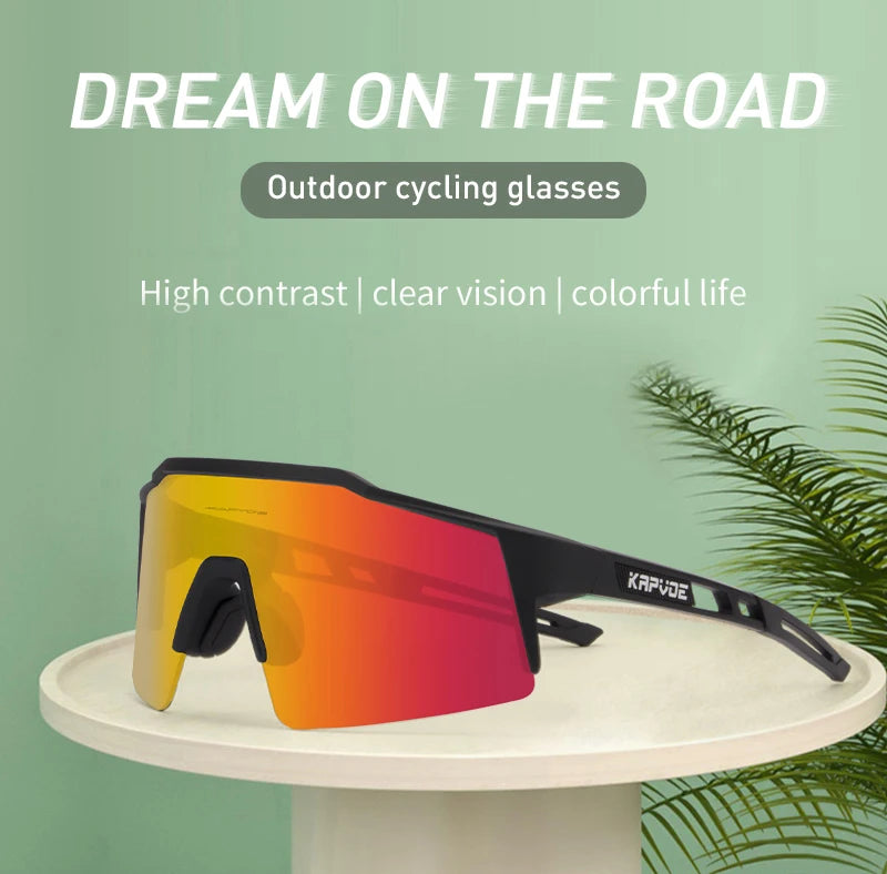 Kapvoe Road Driving Bike Sports Cycling Glasses Running Sunglasses Outdoor Men Woman Bicycle Cycling Mountain UV400 Goggles