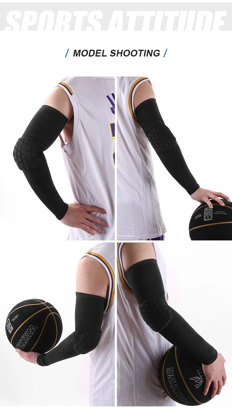 1pc Sports Elbow Protection Honeycomb Anti-collision Pressure Protection Arm Sleeve Basketball Cycling Fitness Protective Gear