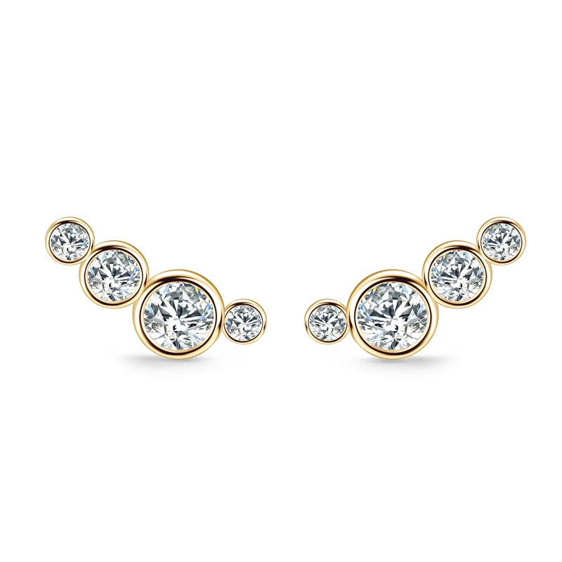Lnngy GRA Certified Moissanite Stud Earring For Women Original 925 Sterling Silver Irregular Piercing Earring 2025 Hot Jewelry