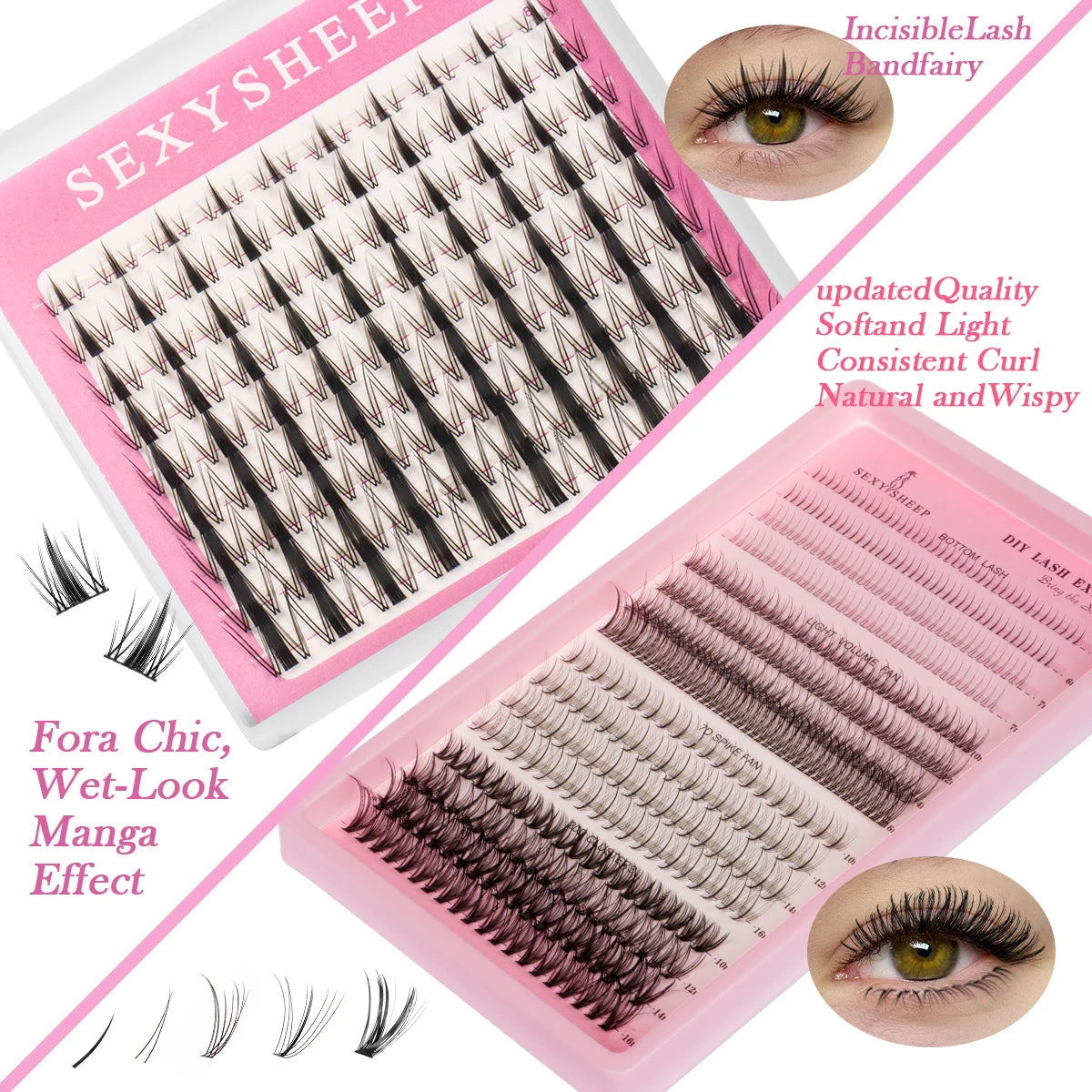 DIY Eyelash Extension Kit Daily Natural Individual Cluster Lash kit Manga Lash Fluffy Clusters With Lash Tools Festival Gift