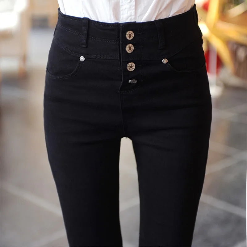 High Waist Pencil Jeans Women's Casual Skinny White Denim Pants New Korean Big Size 34 Stretch Vaqueros Leggings Kot Pantolon