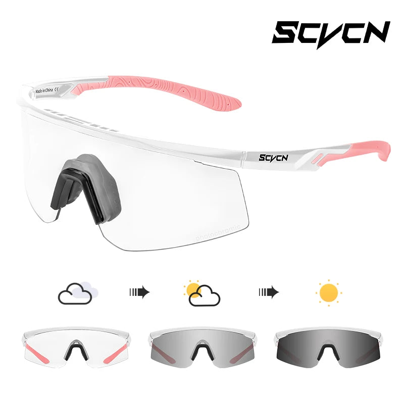 SCVCN Photochromic Sunglasses UV400 Cycling Glasses Bicycle Glasses Sports Men's MTB Road Bike Eyewear Protection Goggles UV400