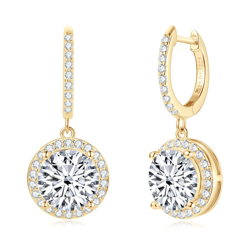 Lnngy 1CT 2CT 3CT Moissanite Earring 925 Certified Silver Drop Earrings For Women Girls Wedding Anniversary Dainty Jewelry Gift