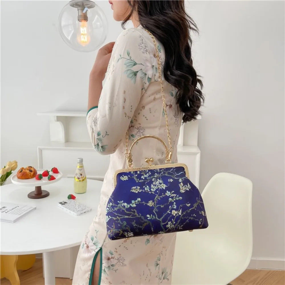 Fashion Chinese Style Banquet Bag Embroidery Pearl Handle Qipao Bag Trendy High Capacity Cosmetic Bag Women