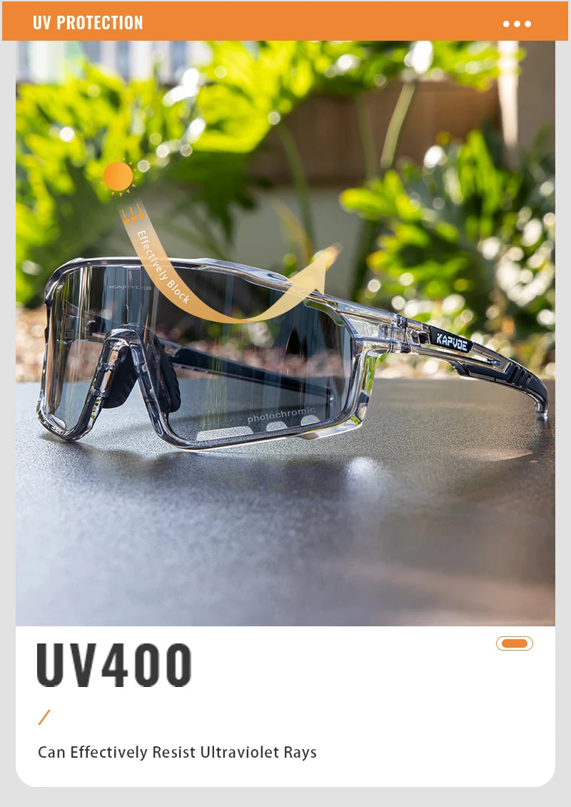 Kapvoe Outdoor Photochromic Sunglasses Anti-fog Cycling Glasses Bike Bicycle Men Women Sports Hiking MTB UV400 Anti-fog Goggles
