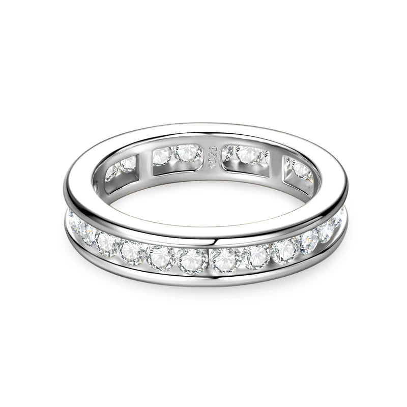 Lnngy 2.5mm Moissanite Diamond Rings Certified 925 Sterling Silver Eternity Band For Women Couples Wedding Ring Jewelry Gift