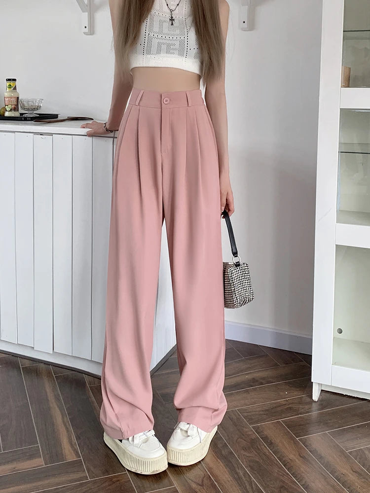 plus Size Women's Casual Wide Leg Pants High Waist Slimming Trousers Versatile Spring Faion Korean Sle Commute Pants
