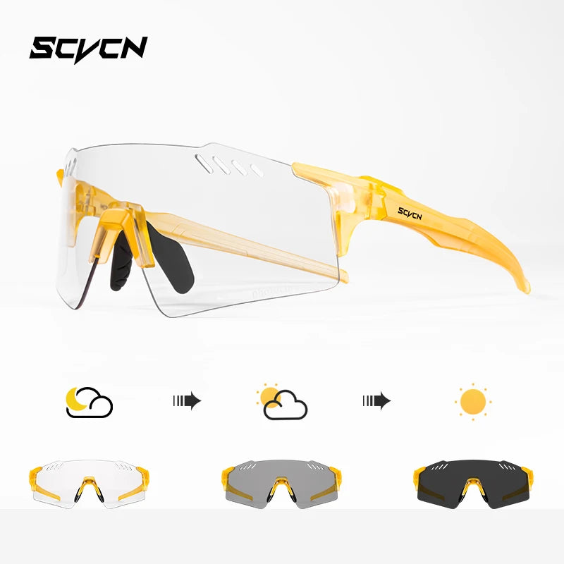 SCVCN Fashion Rimless Cycling Glasss Outdoor Sports Running Drving Sunglasses for Men Fishing Goggles Mtb Bicycle Eyewear 1 Lens