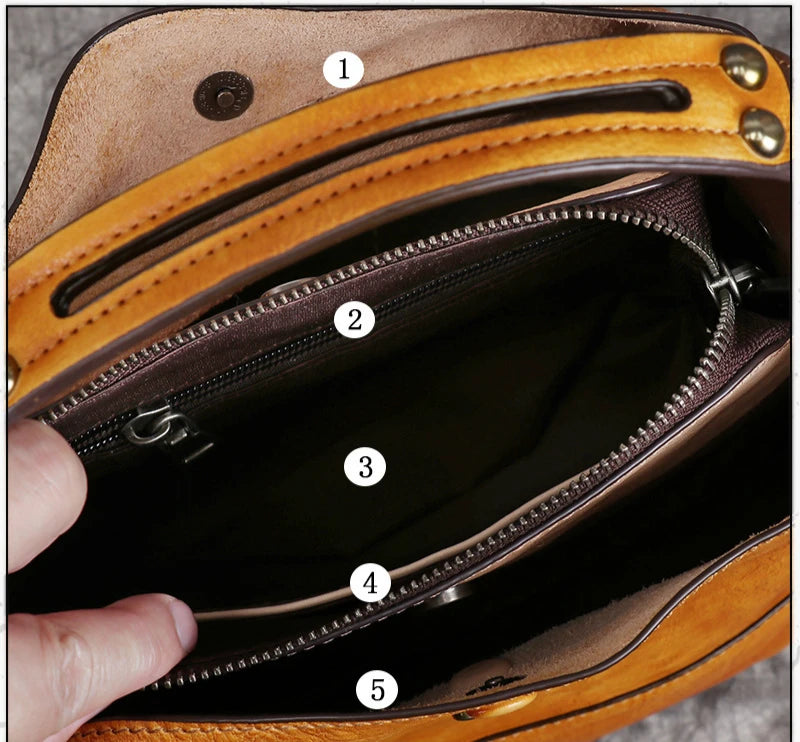 MOTAORA Women's Vintage Bucket Bag Genuine Top-Grain Leather Handmade Purse Luxury Designer Casual Office Travel Shoulder Bag