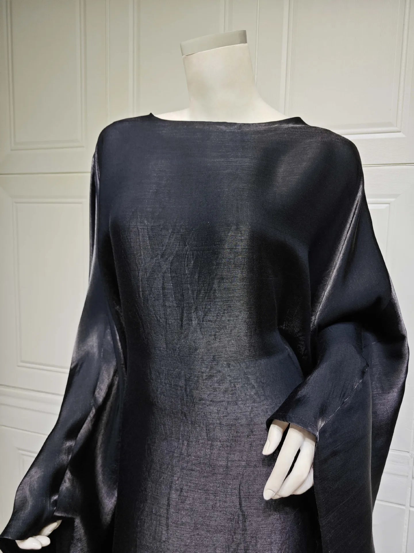 Batwing Butterfly Sleeve Satin Dress Abaya Dubai Muslim Maxi Dress Kaftan Abayas for Women Kebaya Caftan Robe Femme Vestidos