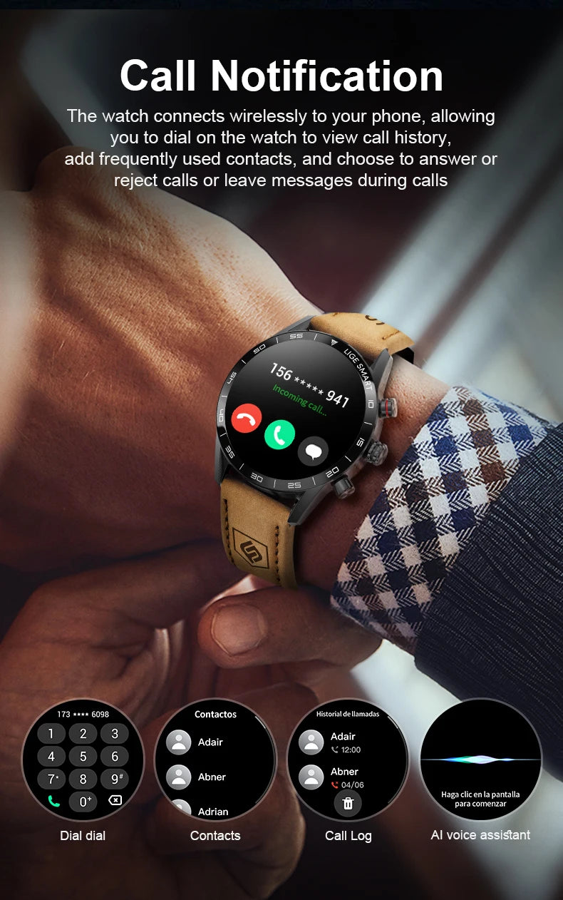 LIGE 2025 New Rugged Military Sports Smart Watch Men 1.39” HD Screen Heart Rate Bluetooth Call Waterproof Outdoor Men SmartWatch