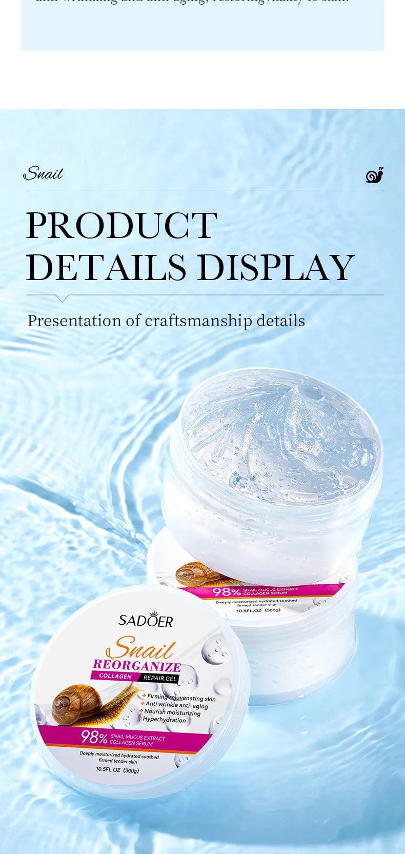 SADOER Snail Collagen Face Cream Gel Firming Repair Brightening Moisturizing Facial Creams Beauty Face Skin Care Products