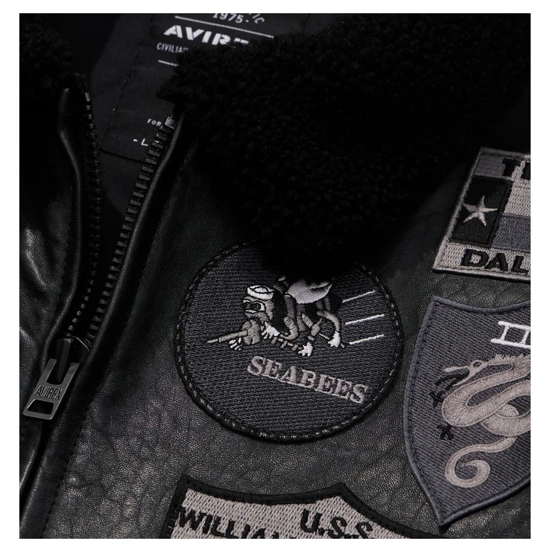 G1 flight suit jacket men Europe and the United States size embroidery French sheepskin leather coat sheep shearling collar top