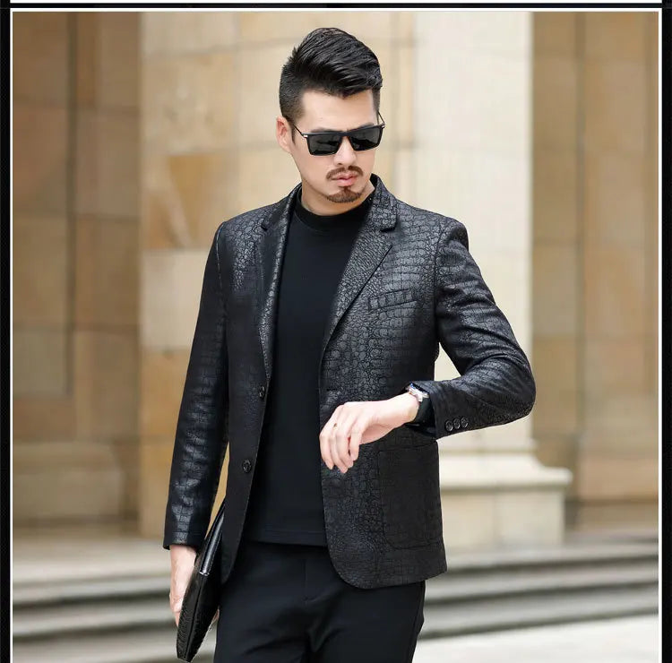 Spring Autumn New Suit Men Clothing Leather Jacket Male Leather Clothes PU Leather Coat Men's Suit Chaqueta Hombre FCY