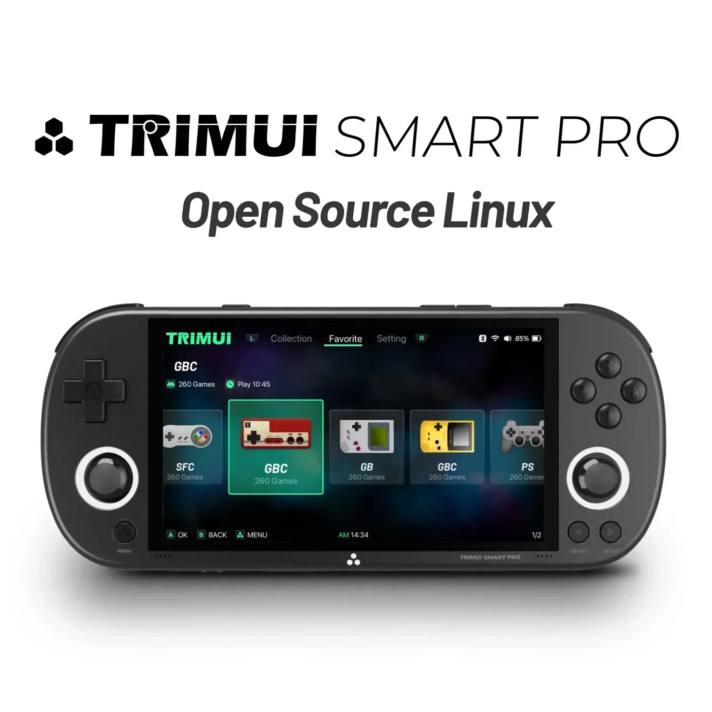 وحدة تحكم ألعاب محمولة Trimui Smart Pro بشاشة IPS مقاس 4.96 بوصة ونظام Linux وعصا تحكم وإضاءة RGB ومشغل ألعاب فيديو كلاسيكي Smartpro هدية