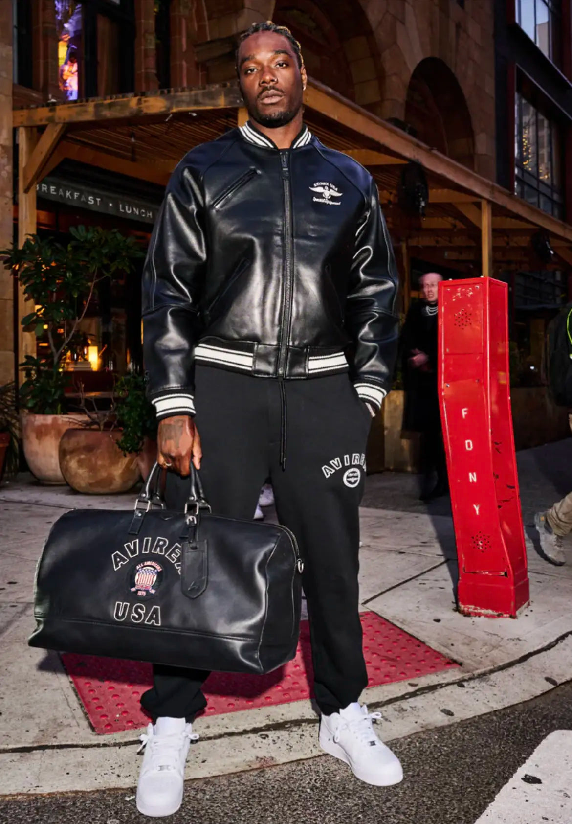 AVIREX New European lambskin genuine leather jacket men's baseball jacket US size fashion sports leisure rock embroidery coat