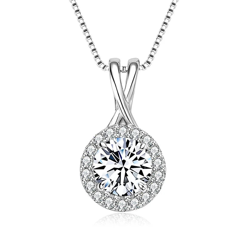 Lnngy GRA Certified D Color Moissanite Necklaces 925 Sterling Silver 1ct/2ct/3ct Moissanites Pendant Necklace for Women Jewelry