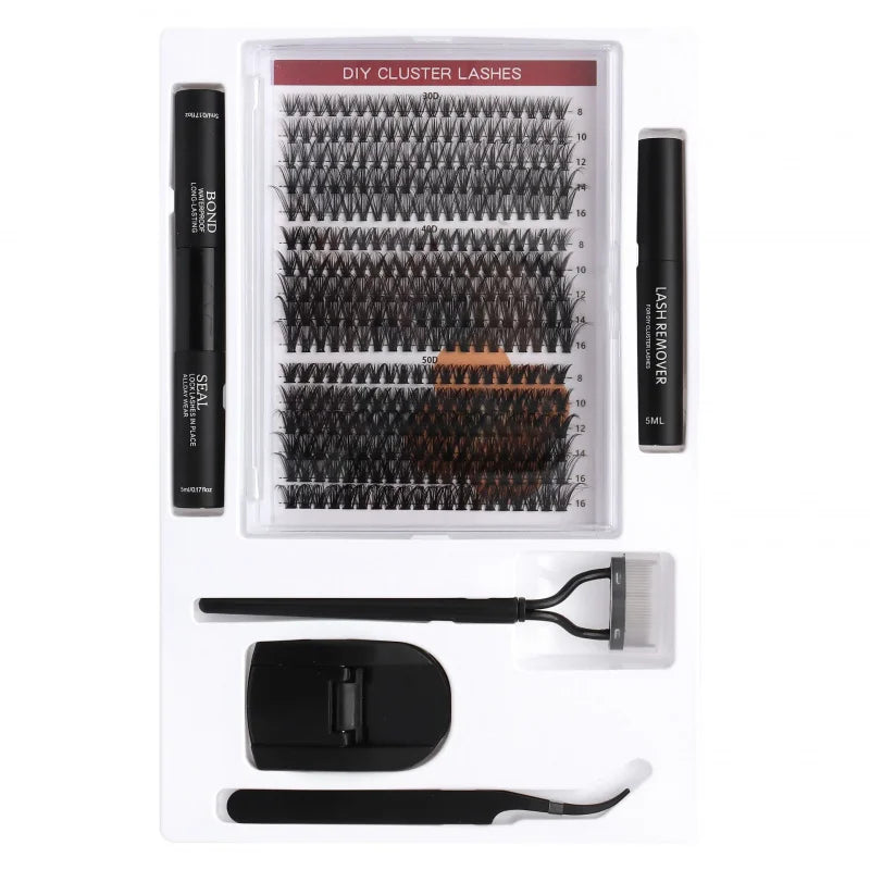 Individual Cluster False Eyelashes Kit - 30/40/50D Volume Lashes with Eyelash Tweezers Natural Look