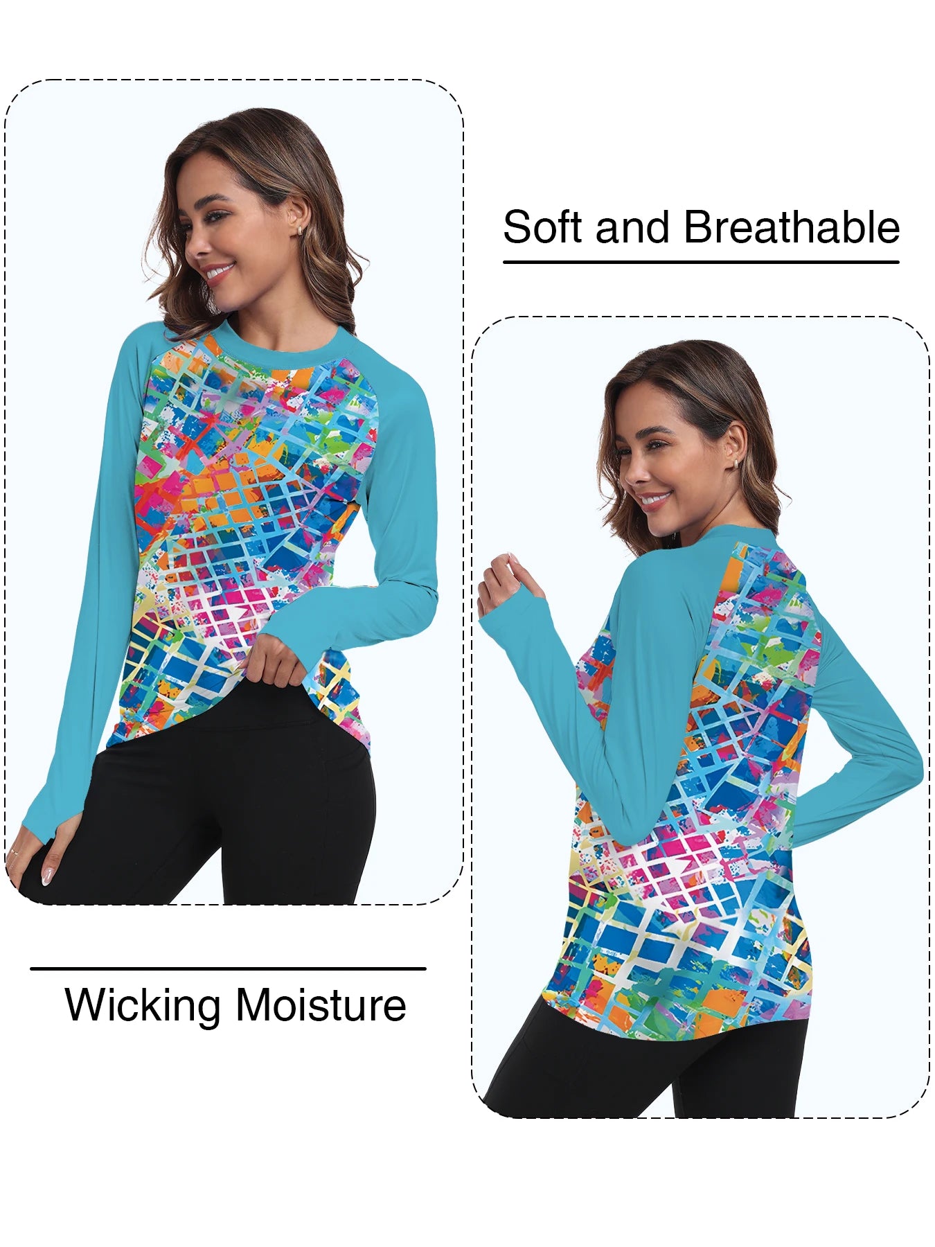 Women's UPF 50+ Sun Shirts Long Sleeve UV Protection Rash Guard Lightweight Quick Dry SPF Hiking Tops Outdoor