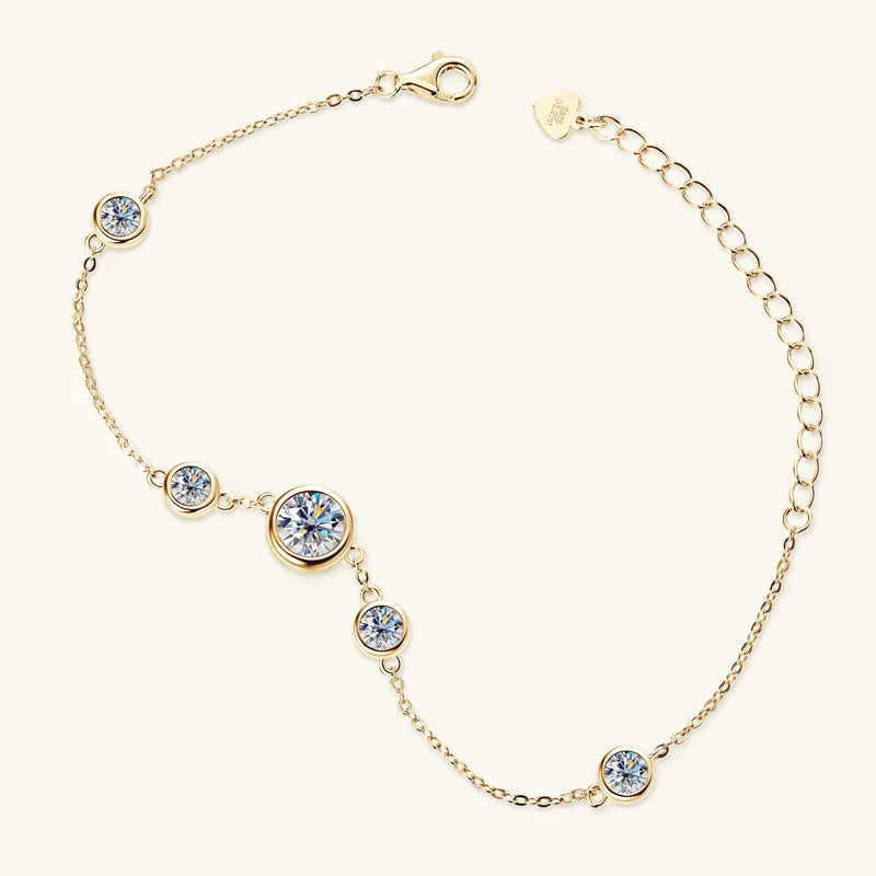 Anizw 2024 New 18k Gold Plated Bracelet 925 Silver Chain 2mm D Color Bezel Moissanite Bracelets Fashion Women's Jewelry Gifts