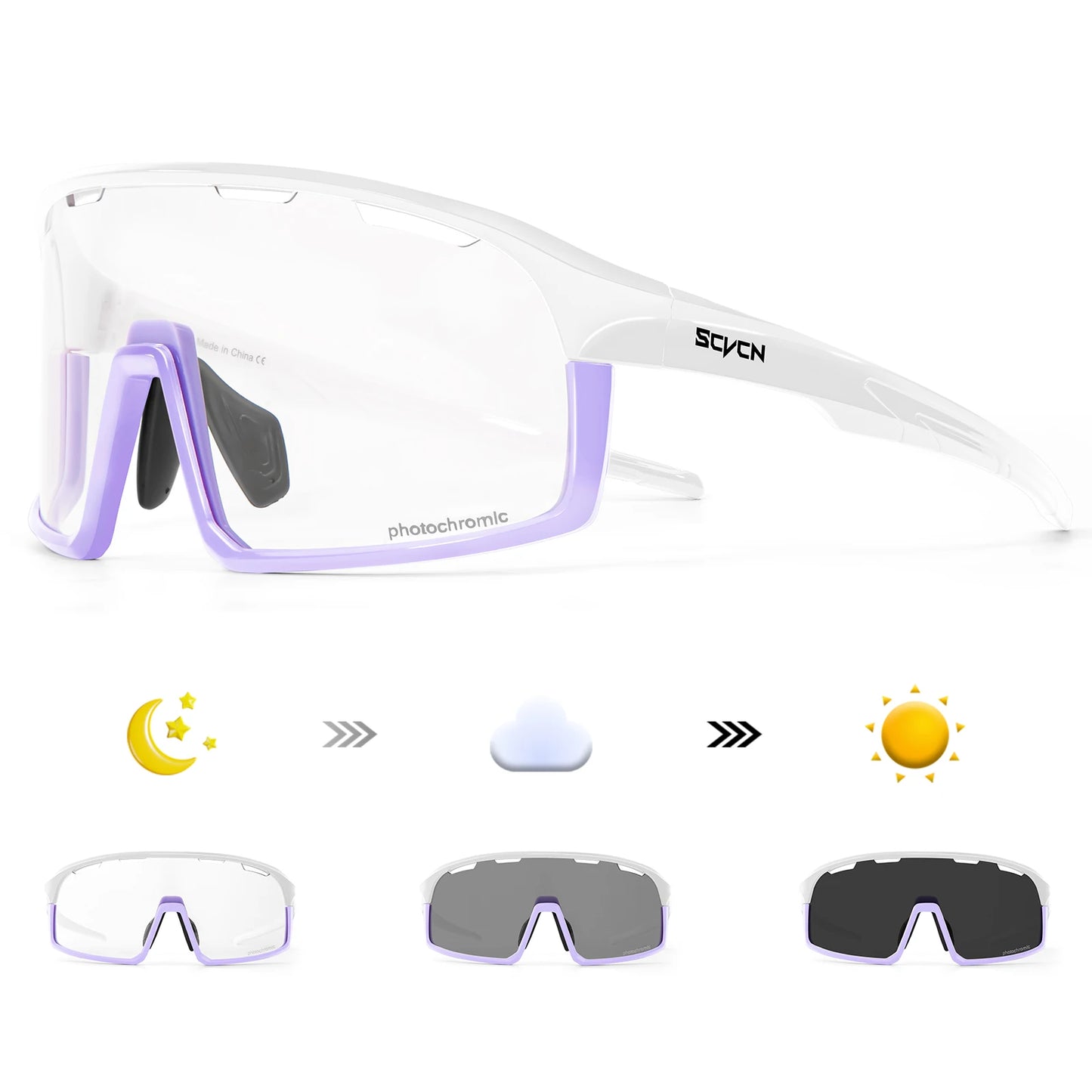 SCVCN New Photochromic Glasses Cycling Sunglasses Men Outdoor Sports Glasses Women Driving Bicycle Eyewear UV400 Hiking Goggles