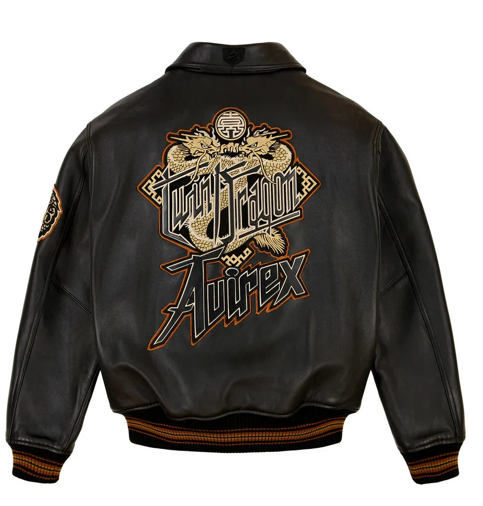 AVIREX High Quality Genuine Sheepskin Coat Men's US Size Classic Varsity Jacket Natural Leather Flight Suit Lapel Outerwear tops