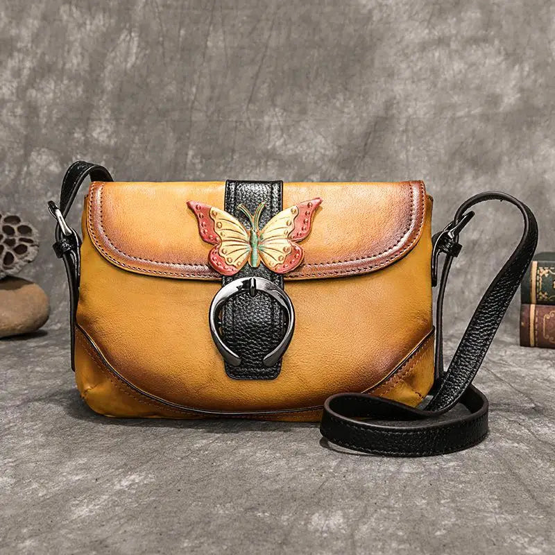 MOTAORA Women Bag Retro Genuine Leather Handbags For Women 2025 New Hand Painted Shoulder Bags Casual Small Messenger Bag Female