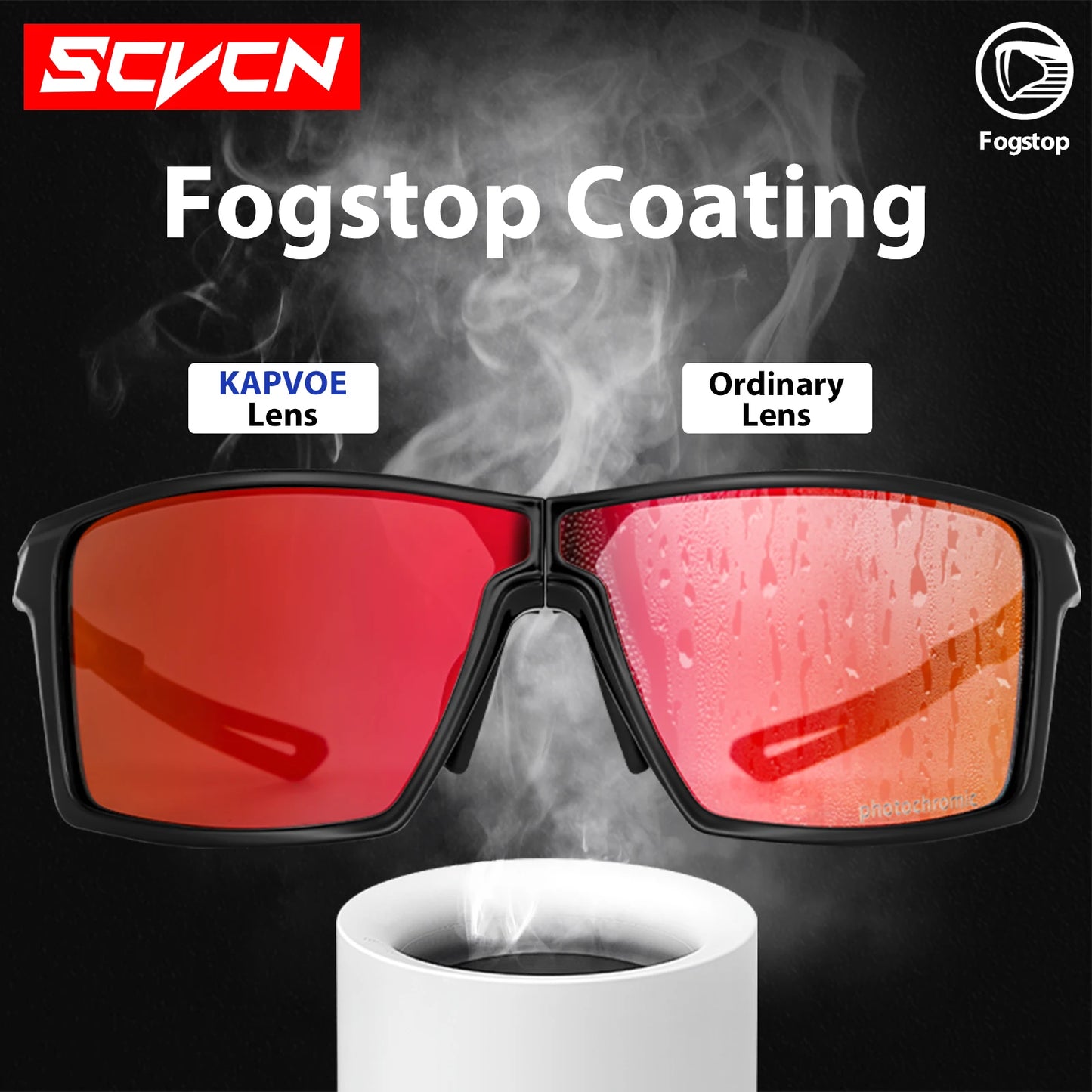 SCVCN Outdoor Photochromic Anti-fog Sunglasses Foldable Cycling Glasses UV400 Light Weight Bicycle Hiking Glasses Men Women New