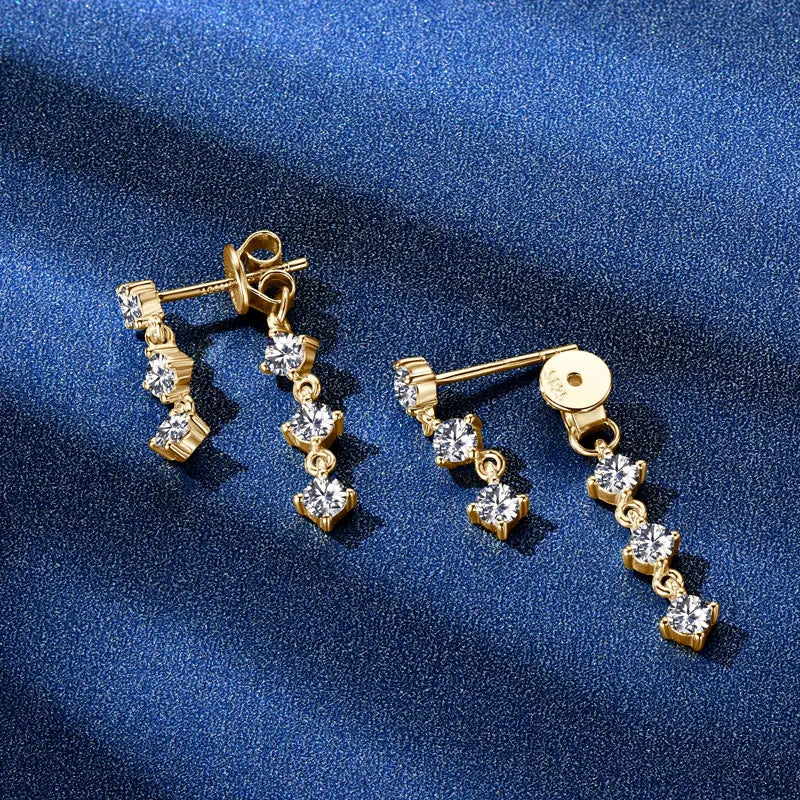 Lnngy 3mm Moissanite Drop Earrings 925 Sterling Silver Tassel Chain Earring For Women Girls Wedding Party Charms Jewelry Gift