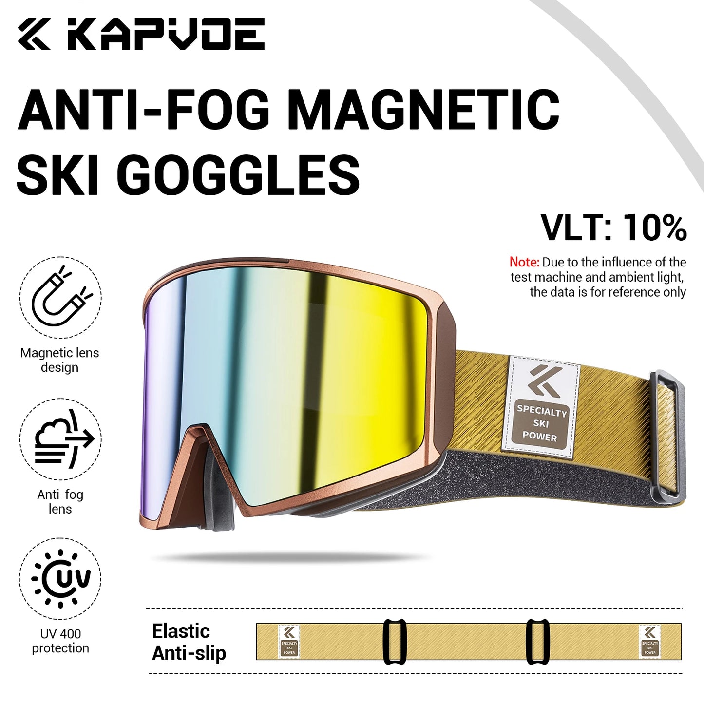KAPVOE New Ski Snowboard Mask Goggle Men Women UV400 Protection Snow Glasses Magnetic Attraction Anti-Fog Skiing Goggles Adult