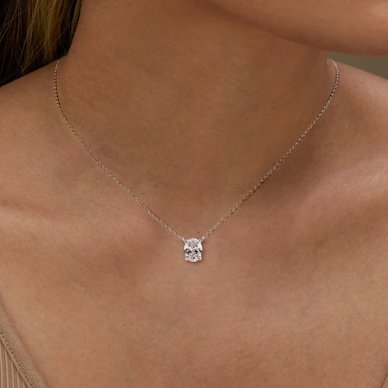 Lnngy 2024 Trend Oval Cut Moissanite Necklace For Women 925 Sterling Silver Pendant Necklace Exquisite Anniversary Brithday Gift