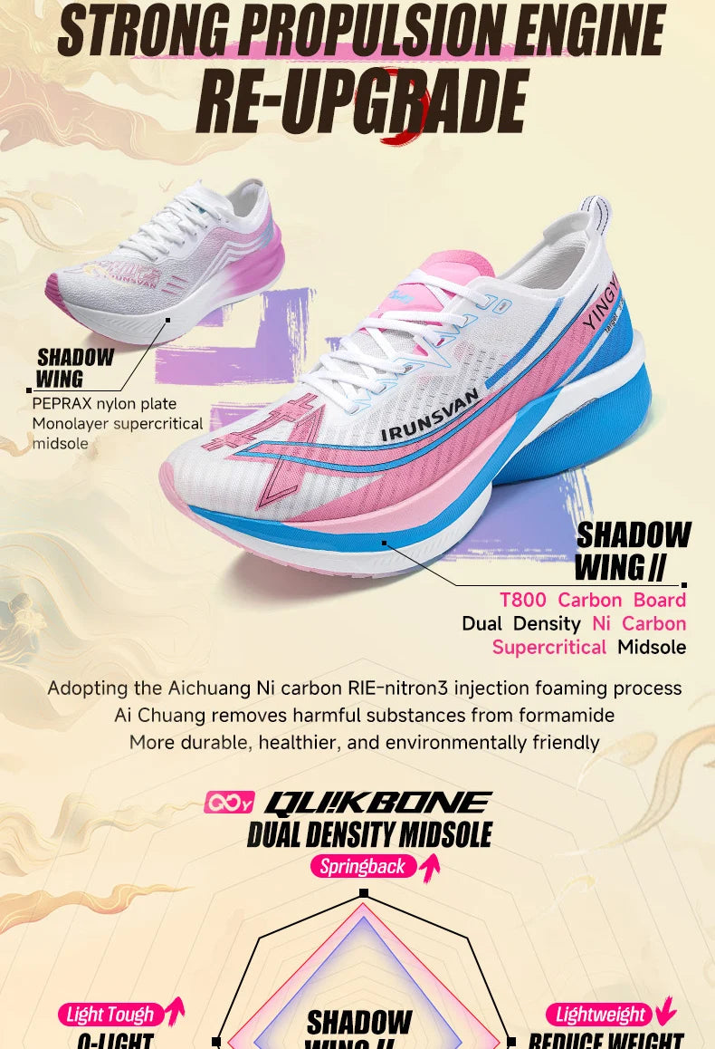 IRUNSVAN Shadow Wing 2.0 Carbon 2024 Sport Shoes Original Trendy Casual Sneakers Outdoor Marathon Running Shoes Men Unisex