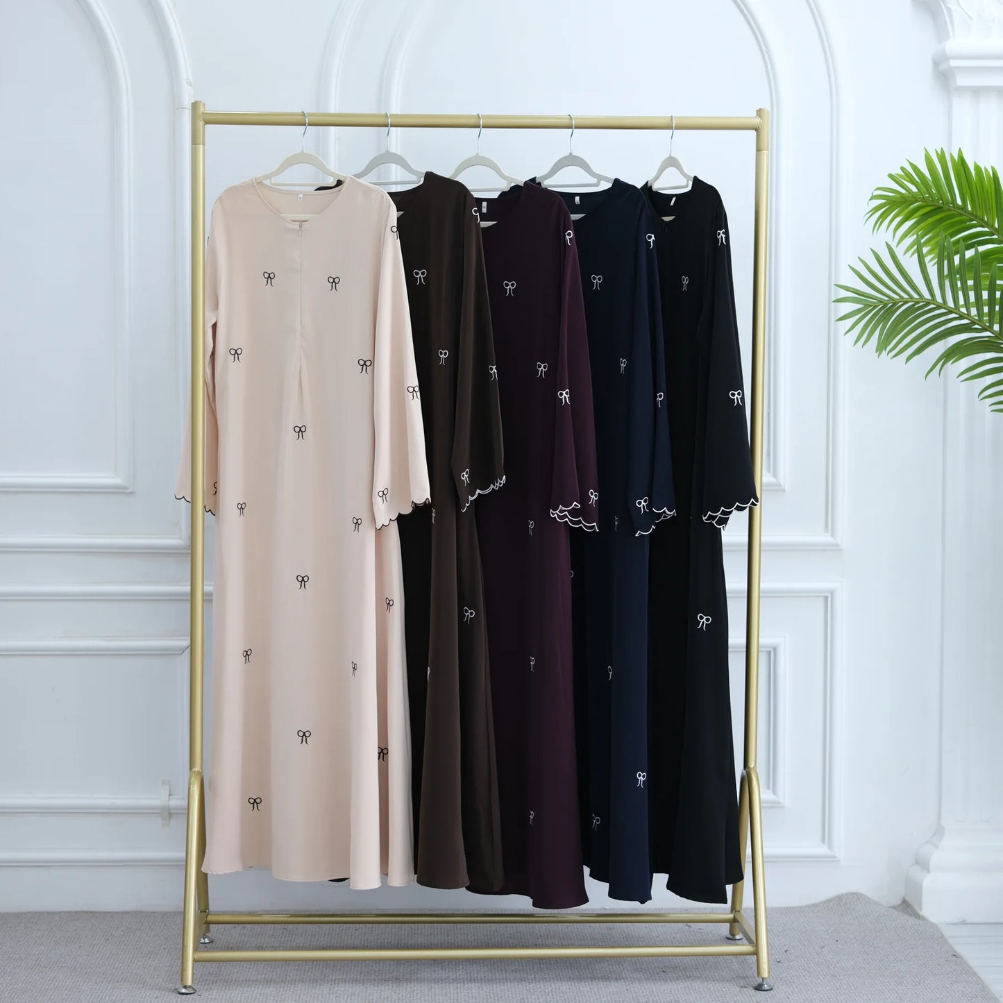 Eid Women Party Dress Muslim Abaya Bow Embroidery Modest Jalabiya Ramadan Long Dresses Abayas Vestidos Largos Kaftan Long Robe