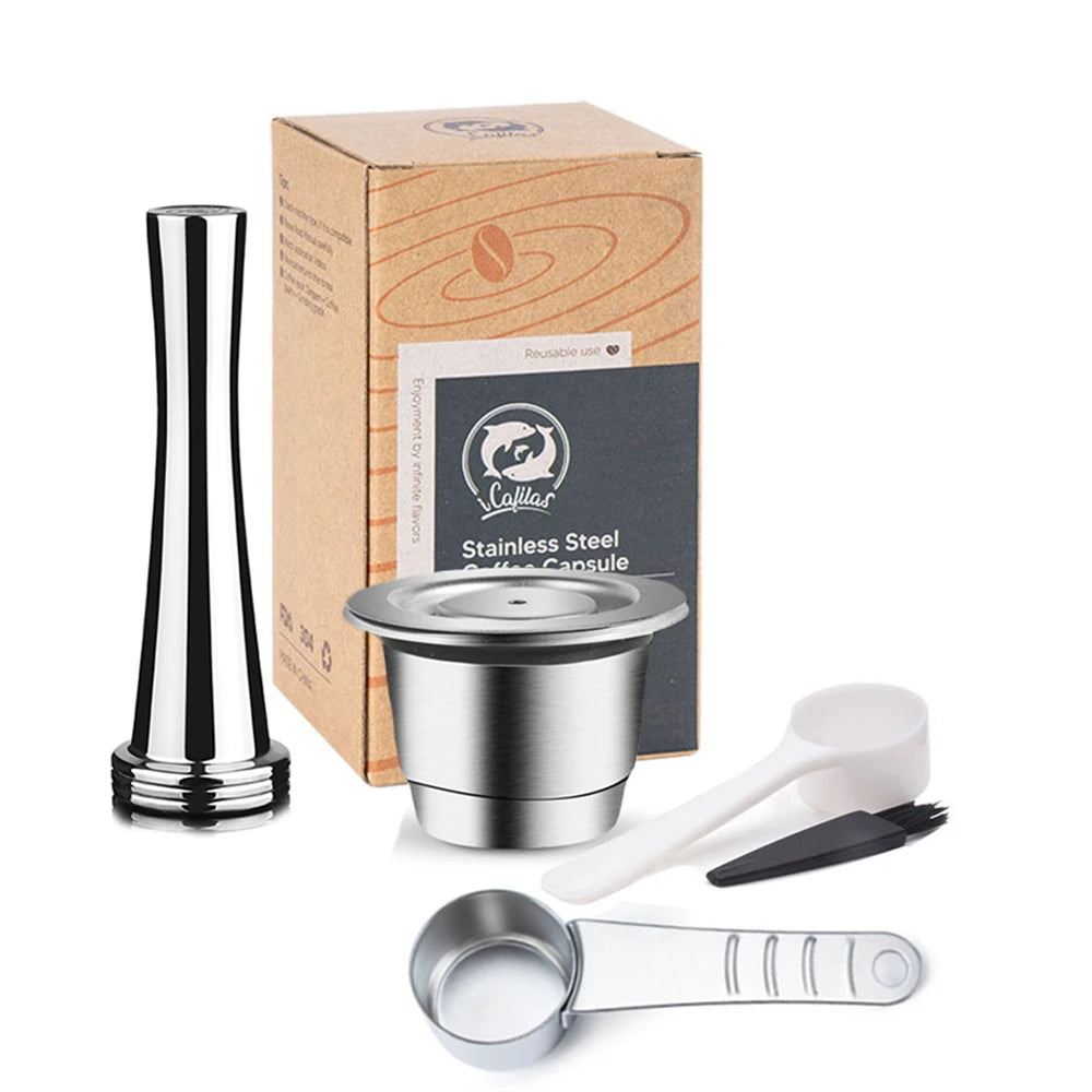 Coffee Capsule For Nespresso Reusable Stainless Steel Refillable Filters Espresso Pod Fit Inissia Pixie Essenza Mini CoffeeMaker