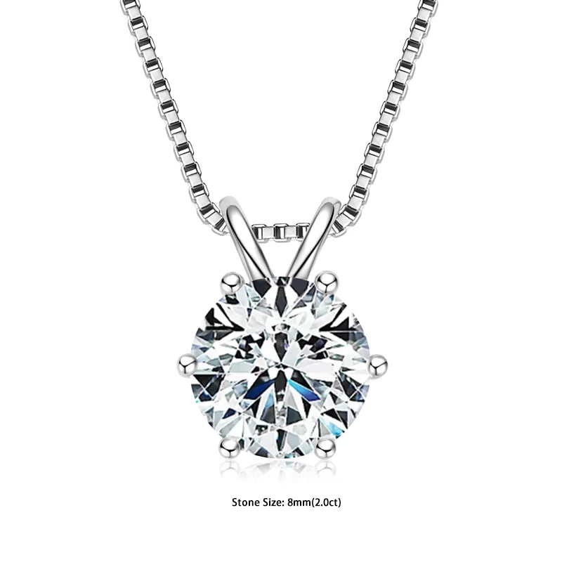 RAPRGOLD GRA Certified 0.5-5ct Moissanite Pendant Necklaces 925 Sterling Silver Solitaire Necklace Chain For Women Jewellry Gift