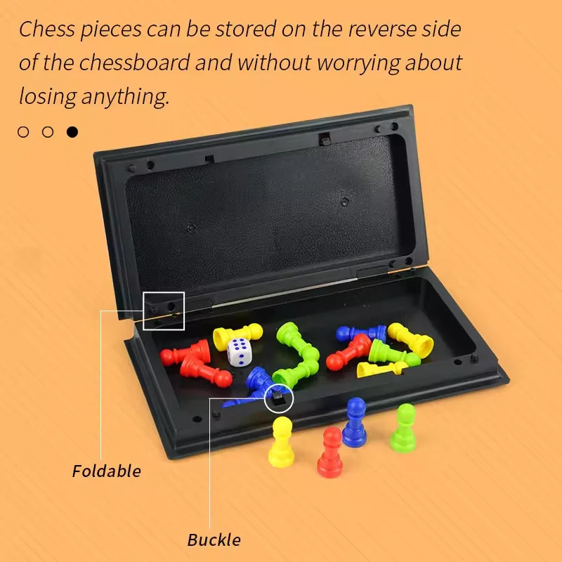 Ludo Game Set Strategy Game Parent Interaction with Foldable Board Travel Family Game for Party Toy Interactive Board Game