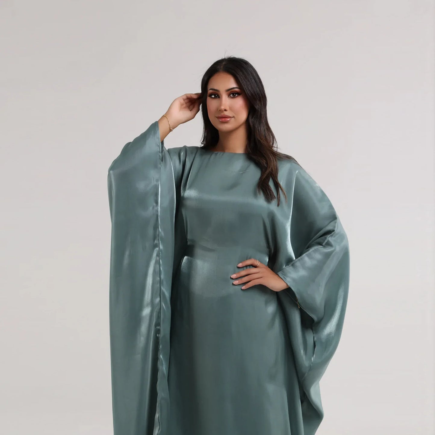 Ramadan Summer Batwing Sleeve Satin Butterfly Abaya Islam Muslim Maxi Dress Kebaya Women Kaftan Robe Musulmane Femme Vestidos