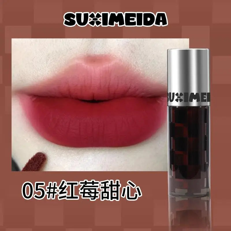 Punk Dark Red Lip Gloss Waterproof Lasting Matte Lipstick Smoky Nude Purple Matte Lipstick Natural Chocolates Lip Tint Makeup