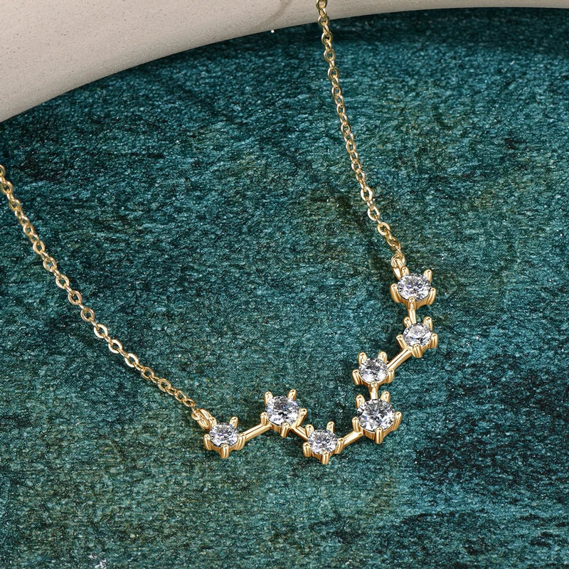 Lnngy Moissanite Necklace Sparkling 925 Sterling Silver Big Dipper Pendant Necklaces for Women Girls Birthday Jewelry Gifts
