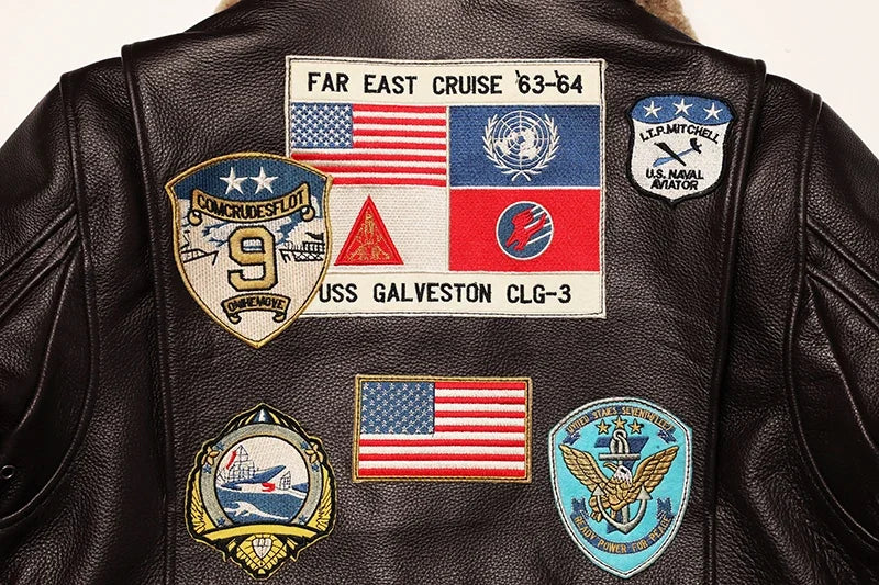 Men’s Military G1 Flight Jacket – Thick Quilted Cowhide Leather Winter Overcoat