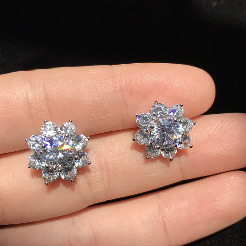 925 Sterling Silver Original Certified 2cttw Moissanite Jewelry Sets For Women Sunflower Pendant Necklace Earring Fine Jewelry