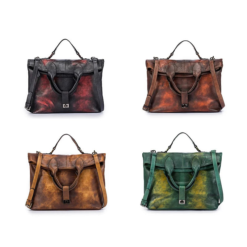 MOTAORA Retro Trendy Leather Women's Shoulder Bag Fashion Style Female Big Bag Crossbody Handbag Vintage Briefcase Messenger Bag