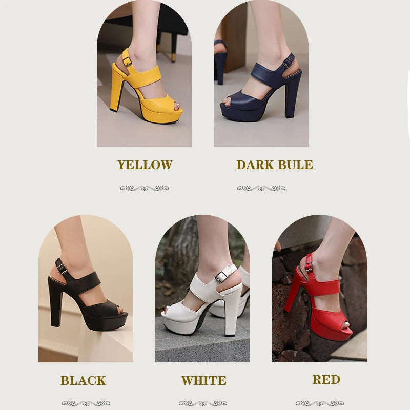 Sexy Platform Women’s Sandals – Summer White & Red High Heels – Sizes 32–50