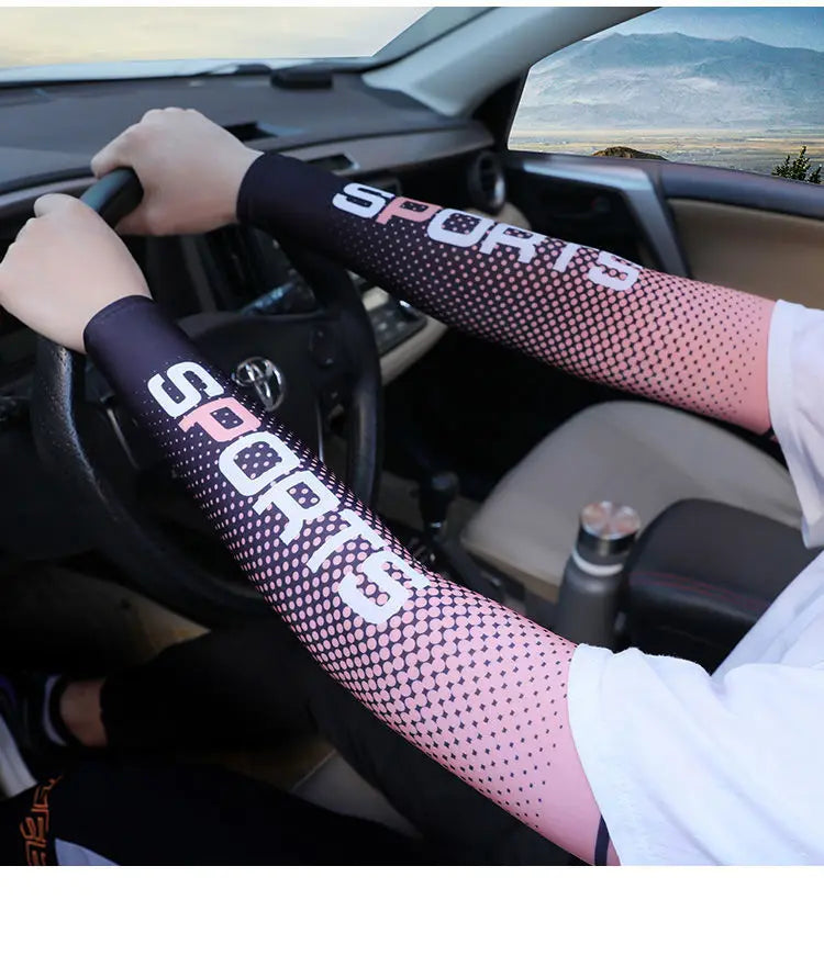 Summer Running Arm Sleeve Ice Silk Cooling Sunscreen Cuff UV Sun Protection Sleeve Anti-Slip Men Women Long Gloves Outdoor Sport