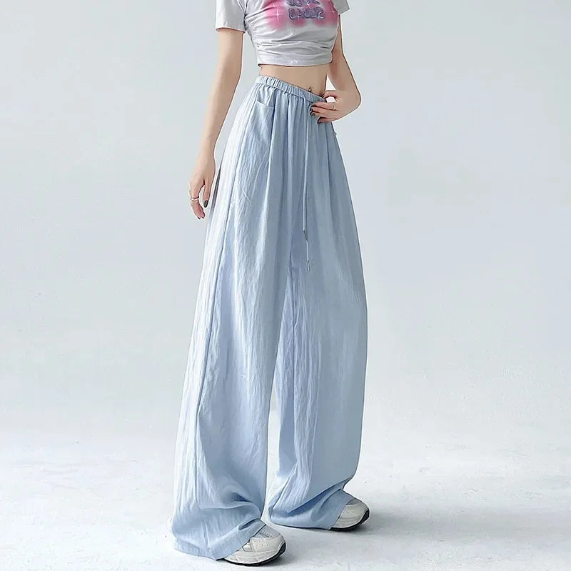 Ice Silk Wide Leg Pants Women Summer Thin Loose Casual Sun Protection Straight Leg Yamamoto Pants Lazy Dragging Pants