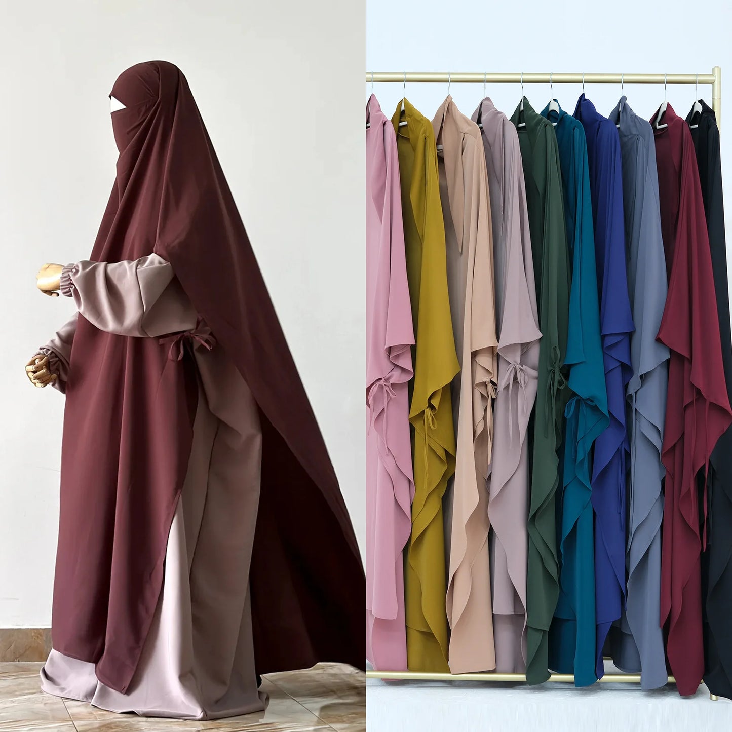 Ramadan Eid Muslim Women Prayer Hijab Long Scarf Islamic Pullover Big Khimar One Piece Abaya Arabia Shawls Dubai Turkey Headwrap